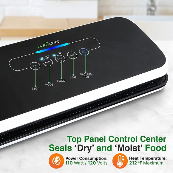 Nutrichef PKVS18BK Automatic Food Vacuum Sealer Air Sealing System Black NEW - Picture 2 of 5